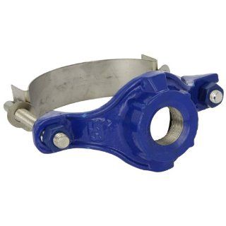 Smith Blair Ductile Iron with Stainless Steel 304 Straps Repair Clamp, Service Saddle, Stainless Steel Bolt, 2 Bolts, 1" Pipe Size, 3/4" CC Outlet Industrial Pipe Fittings