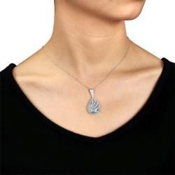 Miadora Sterling Silver Chalcedony and 1/10ct TDW Diamond Necklace (GH) Miadora Gemstone Necklaces