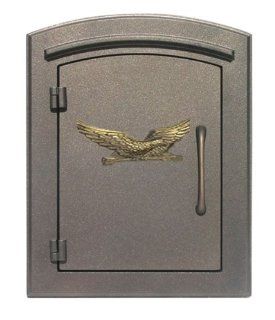 QualArc MAN 1406 BZ Manchester NON LOCKING "Decorative Eagle Logo Door" Column Mount Mailbox in Bronze   Security Mailboxes  