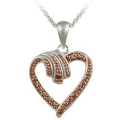 DB Designs Rose Gold over Sterling Silver Champagne Diamond Accent Heart Necklace DB Designs Diamond Necklaces