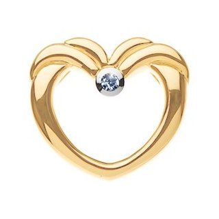 Heart Shape Chain Slide 14K White Gold Pendant with Blue Diamond 0.1+ carat Brilliant cut Jewelry