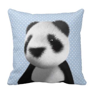 Cute 3d Panda Bear Sitting (editable) Throw Pillow