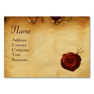 ANGEL HEART RED WAX SEAL PARCHMENT Monogram Business Cards