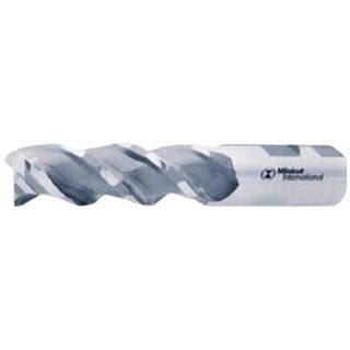 Minicut 930 2440 Super Cobalt Steel End Mill, Roughing for Aluminum, Uncoated (Bright) Finish, 3 Flutes, 43.5 Degrees Helix, Weldon Shank, 4" Cutting Length, 0.75" Cutting Diameter, 6.25" Length (Pack of 1)