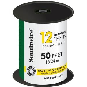 Southwire 50 ft. 12/2  Stranded THHN Wire   Green 22968217
