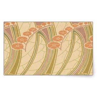 art nouveau botanical swirl pattern design rectangle sticker