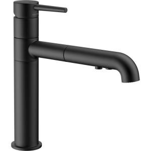 Delta Trinsic Single Handle Pull Out Sprayer Kitchen Faucet in Matte Black 4159 BL DST