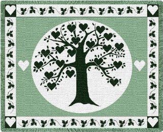 Family Tree Hearts Hunter   69 x 48 Blanket/Throw  