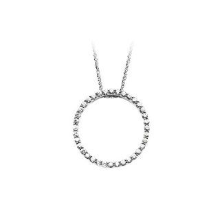 14K White Gold 1 ct. ''Created Moissanite" Circle Necklace Puresplash Jewelry