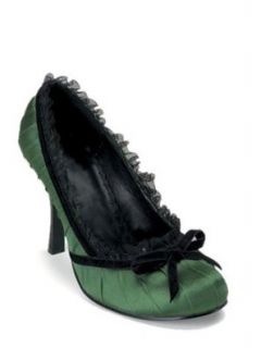 Green Satin Pleated Pump   8 Shoes