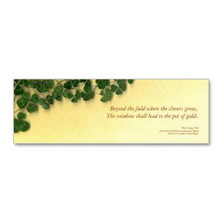 Golden Clover Dreams poetry bookmark Business Card Template