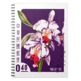 Vintage China Cattleya Orchid Postage Stamp Note Books