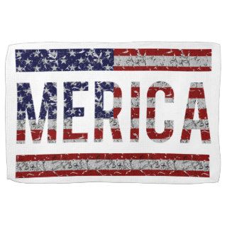 MERICA   American Pride Slang USA Flag Hand Towel