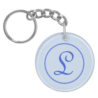 Monogram initial letter L blue hearts circle, gift Acrylic Keychains