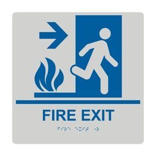 ADA Fire Exit Right Braille Sign RRE 245 99 BLUonPRLGY Enter / Exit  Business And Store Signs 
