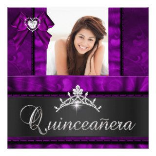 Purple Quinceanera 15th Birthday Party Photo Personalized Invitation