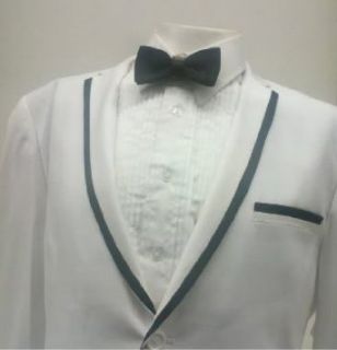 New Men's Single Breasted White Dress Suit Featuring Black Trim at  Mens Clothing store Business Suit Pants Sets