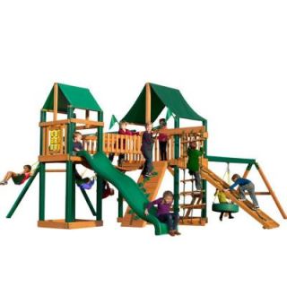 Gorilla Playsets Pioneer Peak w/ Timber Shield & Sunbrella Canvas Forest Green Canopy Cedar Play Set 01 0006 2