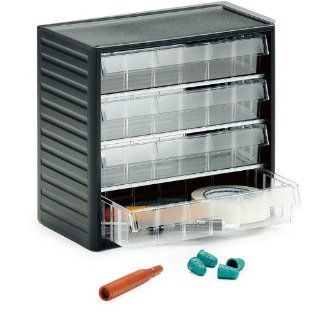 Sovella 296 3 Treston Polypropylene Small Visible Storage Cabinet with 4 Drawers, 55 lbs Capacity, 12.20" Width x 11.42" Height x 7.09" Depth, Dark Grey Material Handling Equipment