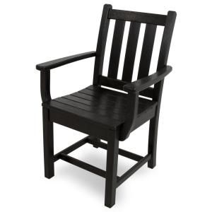 POLYWOOD Traditional Garden Black Patio Dining Arm Chair TGD200BL