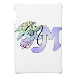 Letter M Initial Monogram Guardian Angel Blue Past iPad Mini Cases