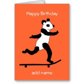 Skateboarding Panda Birthday Card custom