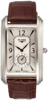 Elysee Men's Quartz Watch with Silver Dial Analogue Display and Brown Leather Strap 69006 Watches