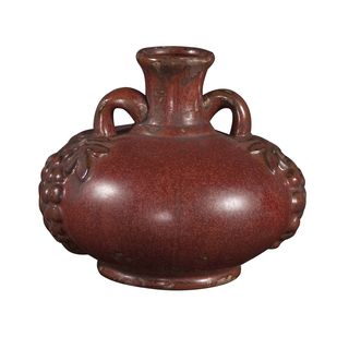 Aged Red Glaze Ceramic Urn Vases