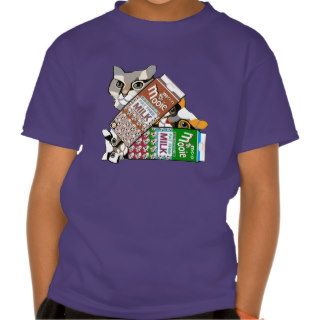 Funny Cats & Chocolate Milk Kids Purple T shirt