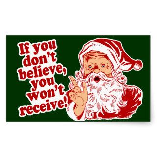 Believe In Santa, Christmas Rectangle Sticker
