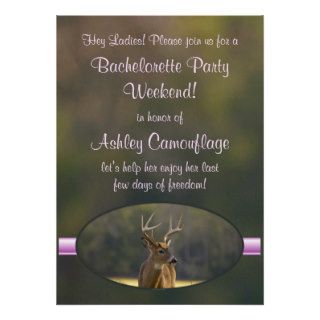 Hunting Funny Camo Green Pink Bachelorette Party Announcements