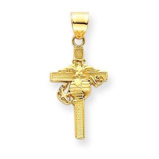 14k Gold Marine Corps Cross Pendant Jewelry