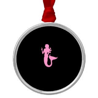 Ocean Glow_Pink_on_Black Mermaid necklace Christmas Ornament
