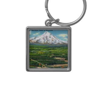 Aerial View of Hood River Valley and Mountain Key Chain