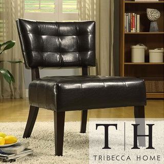 Tribecca Home Charlotte Brown Faux Leather Armless Occasional Chair Tribecca Home Chairs