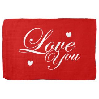 Love You Text Art Kitchen Towel
