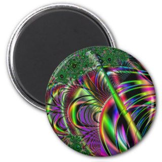 Deep green, and multi color fractal design. magnet