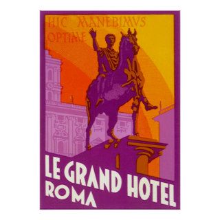 Vintage Travel, Statue Le Grand Hotel Roma Italy Posters