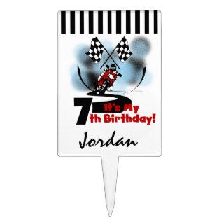 Motorcycle Racing 7th Birthday Cake Topper