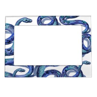 Blue Snakes Graphic Art Design Fridge Magnet Frame Magnetic Photo Frames