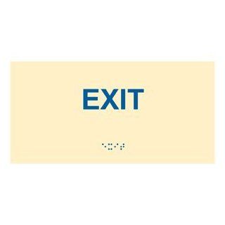 ADA Exit Braille Sign RSME 335 BLUonIvory Enter / Exit  Business And Store Signs 