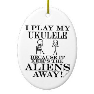 Keeps Aliens Away Ukulele Christmas Ornaments