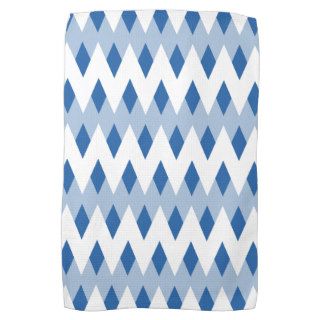 Blue Zigzag Pattern with Diamond Shapes. Kitchen Towel