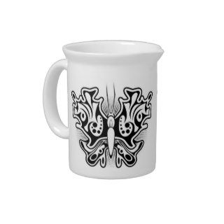 Butterfly Tattoo Black and White Pitcher
