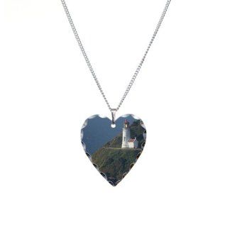  Heceta Head Lighthouse on Ore Necklace Heart Charm   Standard Multi color Pendant Necklaces Jewelry
