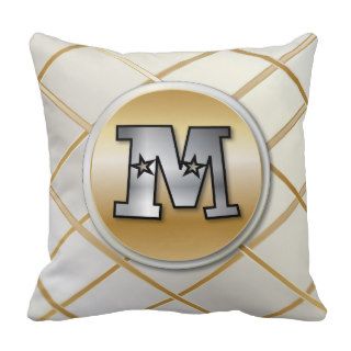 Monogrammed gold and silver effect letter M v3 Throw Pillows