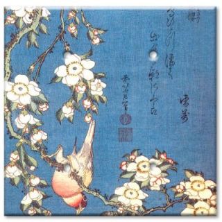 Art Plates Hokusai Weeping Cherry & Bullfinch   Double Blank Wall Plate BLD 491