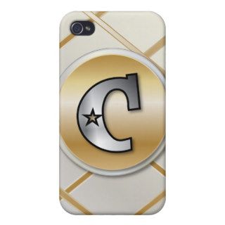 Monogrammed gold and silver effect letter C v3 iPhone 4 Case