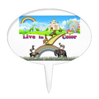 Live In Color Vintage Circus Animals Team Work Cake Toppers