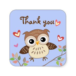 Jumping Baby Owl Thank you Stickers